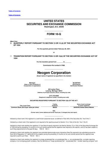 Thumbnail Neogen 10-Q Quarterly Report FY2021 