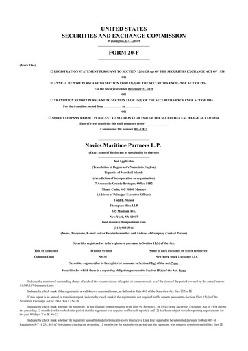 Thumbnail Navios Maritime Partners 20-F Annual Report 2020