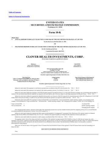 Thumbnail Clover Health Investments 10-K Annual Report 2020