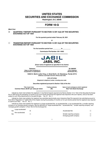 Thumbnail Jabil 10-Q Quarterly Report FY2021 