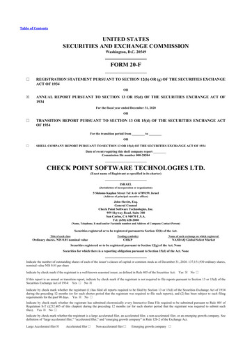 Thumbnail Check Point Software 20-F Annual Report 2020