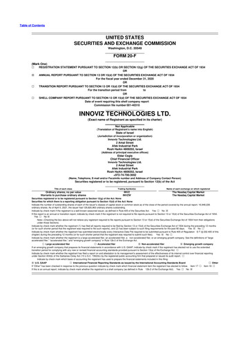 Miniature Innoviz Technologies 20-F Rapport annuel 2020