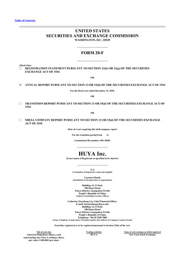 Thumbnail Huya 20-F Annual Report 2020