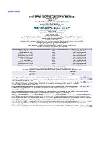 Thumbnail America Movil 20-F Annual Report 2020