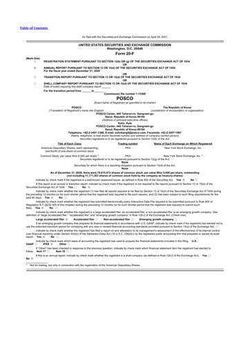 Thumbnail POSCO 20-F Annual Report 2020