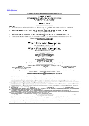 Thumbnail Woori Financial Group 20-F Annual Report 2020