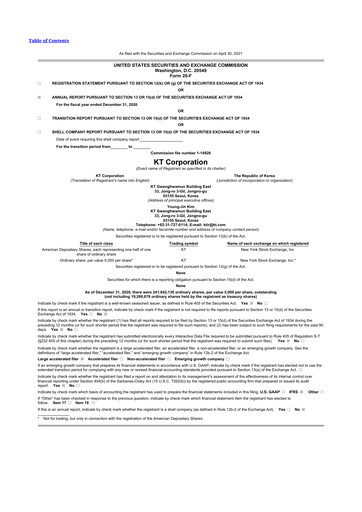 Thumbnail KT Corporation 20-F Annual Report 2020