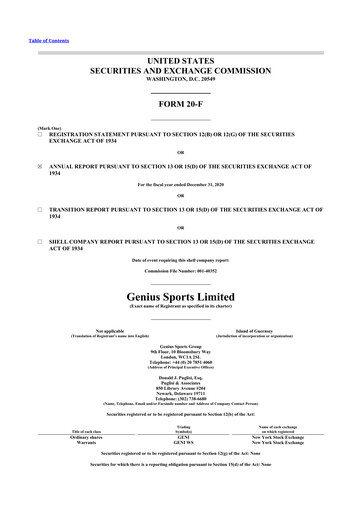 Thumbnail Genius Sports 20-F Annual Report 2020