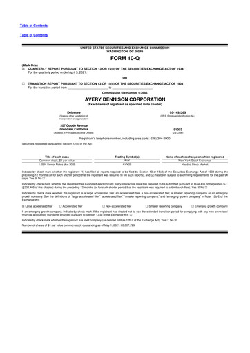 Thumbnail Avery Dennison
 10-Q Quarterly Report FY2021 