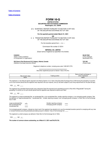 Vorschaubild Imperial Oil
 10-Q Quartalsbericht 2021 