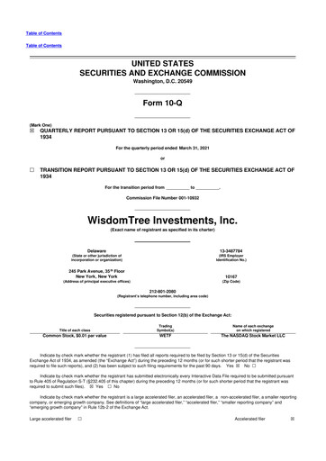 Vorschaubild WisdomTree
 10-Q Quartalsbericht 2021 