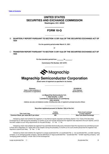 Miniature Magnachip Semiconductor 10-Q Rapport trimestriel 2021 