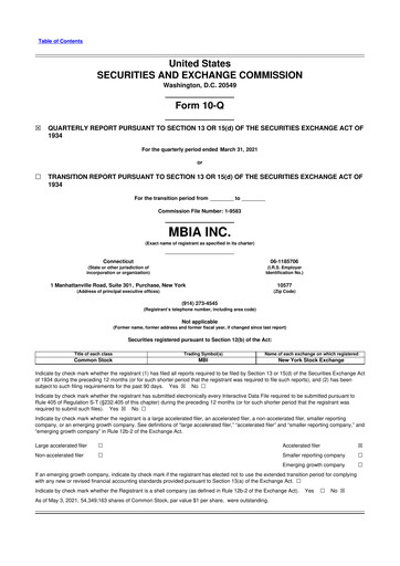 Thumbnail MBIA 10-Q Quarterly Report FY2021 