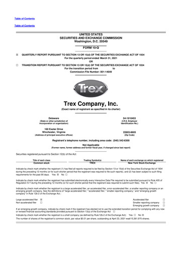 Miniature Trex 10-Q Rapport trimestriel 2021 