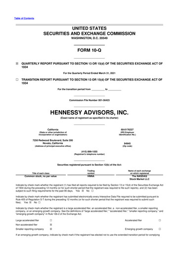 Thumbnail Hennessy Advisors 10-Q Quarterly Report FY2021 