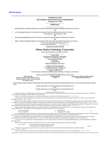 Thumbnail Silicon Motion
 20-F Annual Report 2020