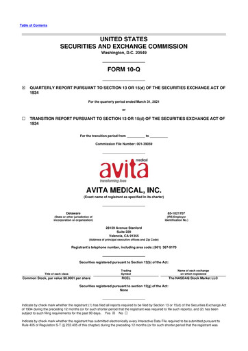 Vorschaubild AVITA Medical
 10-Q Quartalsbericht 2021 