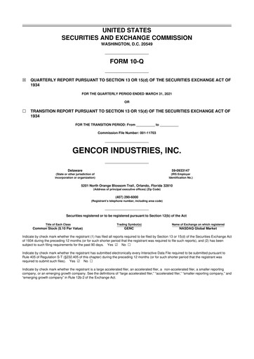 Thumbnail Gencor Industries
 10-Q Quarterly Report FY2021 