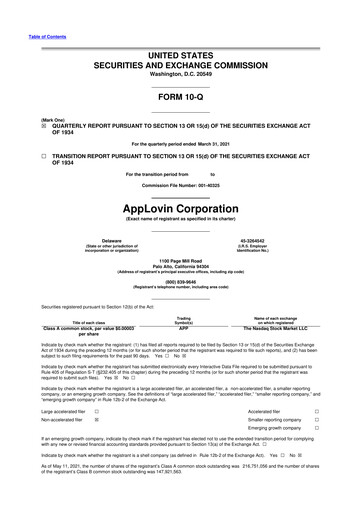 Thumbnail AppLovin 10-Q Quarterly Report FY2021 