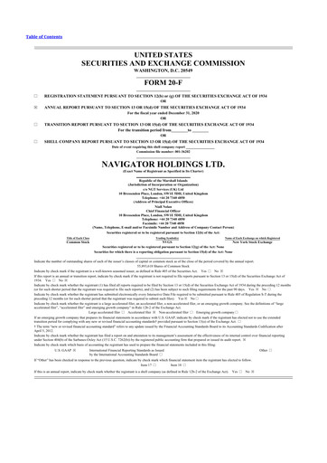 Thumbnail Navigator Holdings 20-F Annual Report 2020