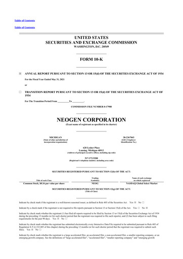 Thumbnail Neogen 10-K Annual Report 2021