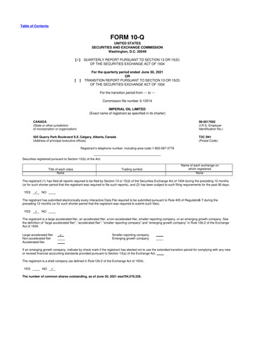 Vorschaubild Imperial Oil
 10-Q Quartalsbericht 2021 