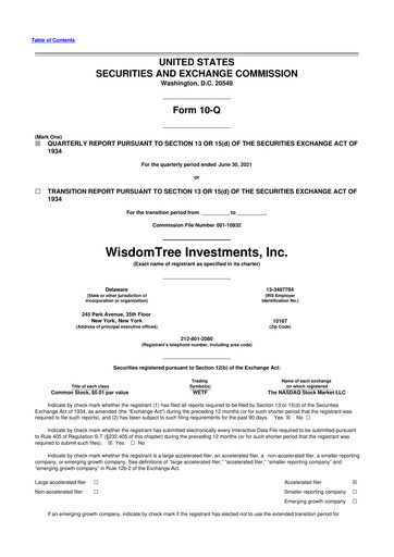 Vorschaubild WisdomTree
 10-Q Quartalsbericht 2021 