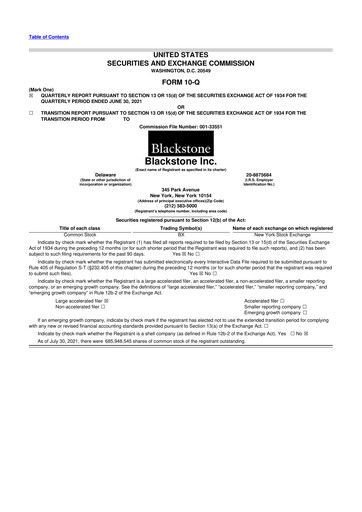 Miniature Blackstone Group 10-Q Rapport trimestriel  