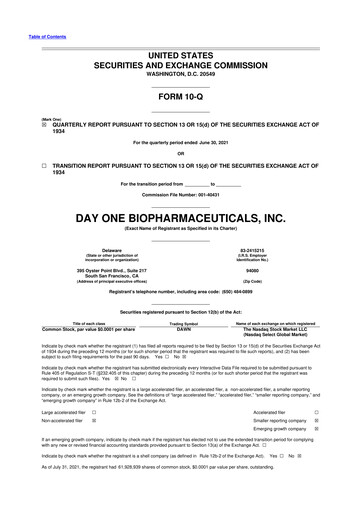 Thumbnail Day One Biopharmaceuticals 10-Q Quarterly Report FY2021 