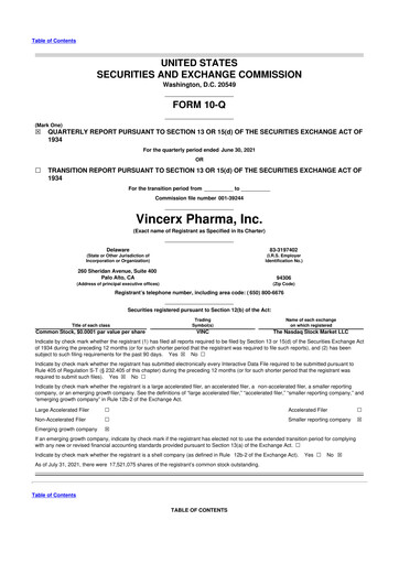 Miniature Vincerx Pharma 10-Q Rapport trimestriel 2021 