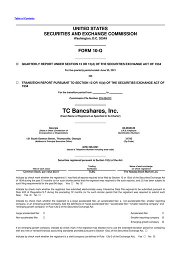 Thumbnail TC Bancshares 10-Q Quarterly Report FY2021 