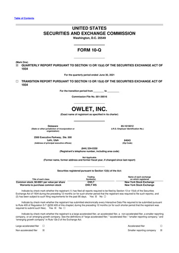 Miniature Owlet, Inc. 10-Q Rapport trimestriel 2021 