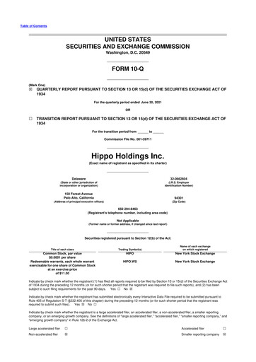 Thumbnail 	Hippo Holdings 10-Q Quarterly Report FY 