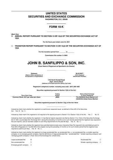 Thumbnail John B. Sanfilippo & Son 10-K Annual Report 2021