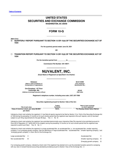 Thumbnail Nuvalent 10-Q Quarterly Report FY2021 