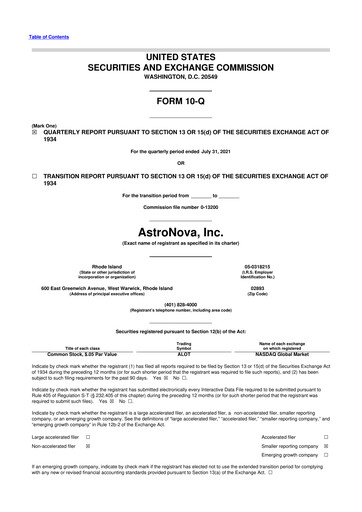 Thumbnail AstroNova, Inc. 10-Q Quarterly Report FY2021 
