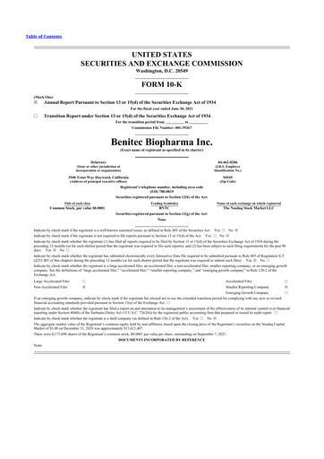 Thumbnail Benitec Biopharma
 10-K Annual Report 2021