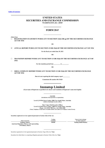 Miniature Immutep 20-F Rapport annuel 2021