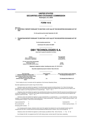 Miniature DBV Technologies 10-Q Rapport trimestriel 2021 
