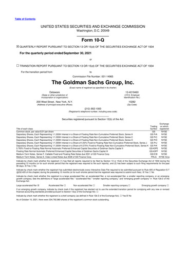 Thumbnail Goldman Sachs 10-Q Quarterly Report FY2021 