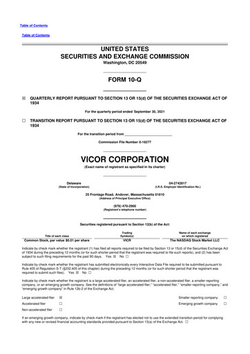 Thumbnail Vicor
 10-Q Quarterly Report FY2021 