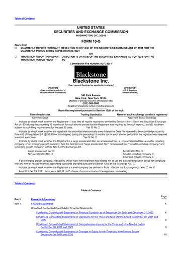 Miniature Blackstone Group 10-Q Rapport trimestriel  