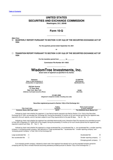 Vorschaubild WisdomTree
 10-Q Quartalsbericht 2021 