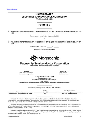 Miniature Magnachip Semiconductor 10-Q Rapport trimestriel 2021 