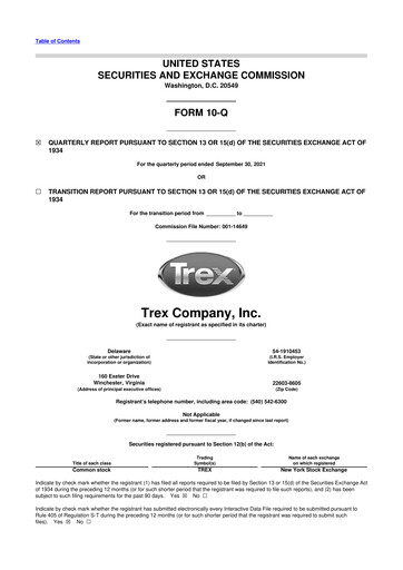 Miniature Trex 10-Q Rapport trimestriel 2021 