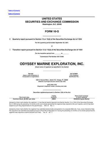 Thumbnail Odyssey Marine Exploration 10-Q Quarterly Report FY2021 