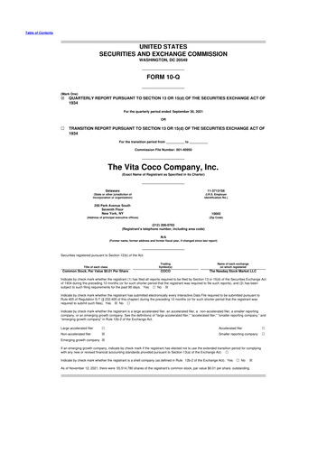 Thumbnail The Vita Coco Company 10-Q Quarterly Report FY2021 