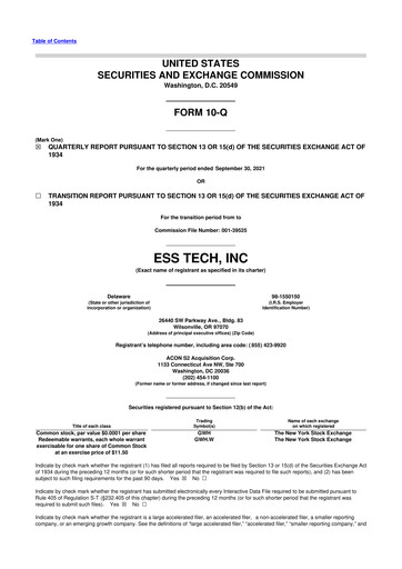 Thumbnail ESS Tech 10-Q Quarterly Report FY 