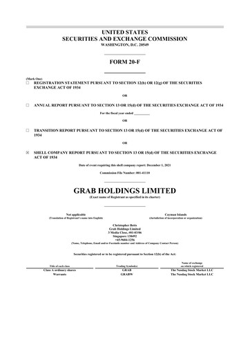 Thumbnail Grab Holdings 20-F Annual Report 