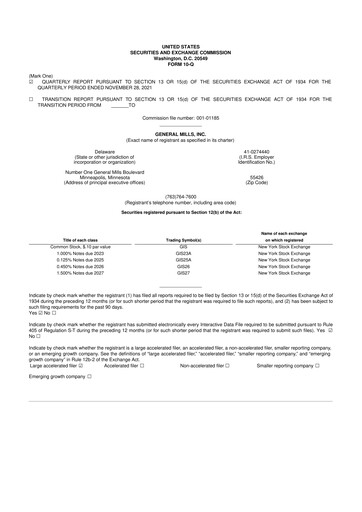 Thumbnail General Mills 10-Q Quarterly Report FY2022 